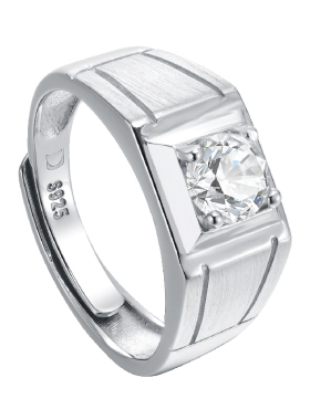 顺庆银楼925银男士戒指方糖造型