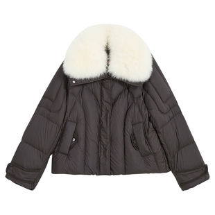 YINER音儿专选2026春季新款法式奢感可拆卸狐狸毛领短款羽绒服