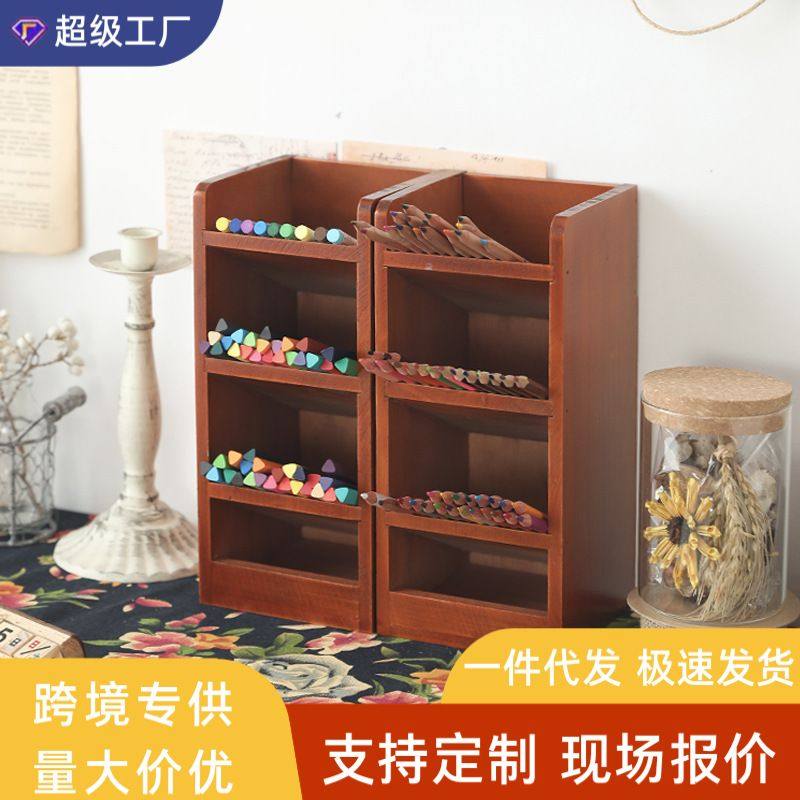 笔筒办公室书桌文具收纳盒桌面筒艺置物架宿舍神器刷笔木制木收纳