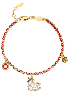 「红绳琉璃小马」S999纯银手链