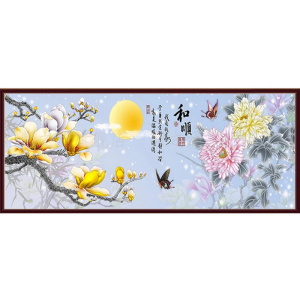 蒙娜丽莎花开富贵十字绣客厅简约