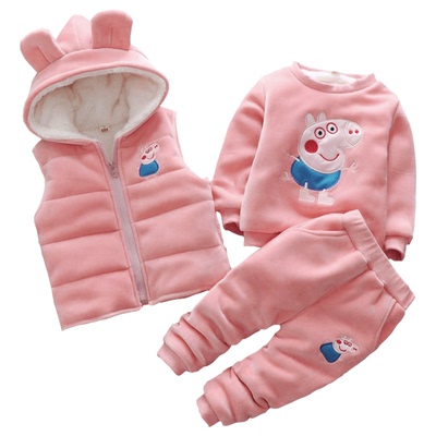 超可爱女宝冬装三件套加绒加厚