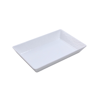 卤菜熟食展示盘长方形托盘备菜盘石纹盘子白色密胺鸭货凉菜专用盘