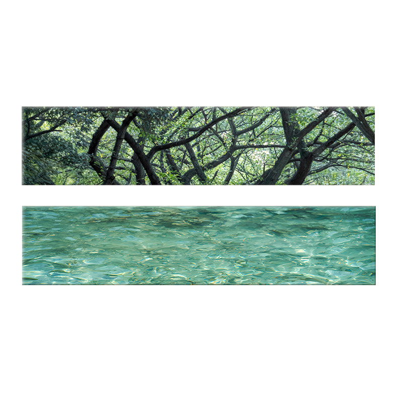 现代风景入户门水波纹树影装饰画客厅餐厅长条画过道走廊墙面挂画