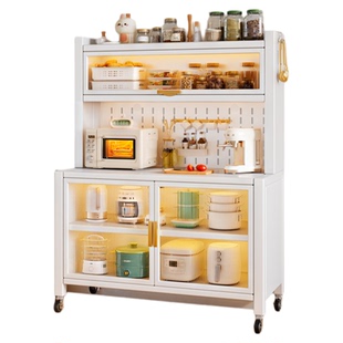 厨房置物架落地一体餐边柜家用多功能微波炉收纳储物柜碗柜橱柜子
