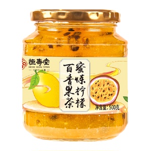 恒寿堂蜂蜜柠檬百香果茶罐装冲饮泡水喝的维c酸甜果茶果汁酱500g