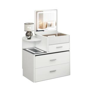 实木梳妆台床头柜一体小型奶油风可翻盖组合铭运现代简约化妆桌子