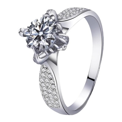 复古奢华许愿喷泉仿真莫桑石钻戒