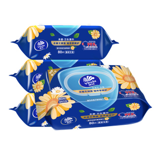 【U先】维达金盏花杀菌湿巾大包80抽成人男士女士清洁擦手湿纸巾
