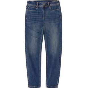 骆驼男装莱卡弹力牛仔裤男款直筒2025秋冬抑菌休闲加绒长裤子