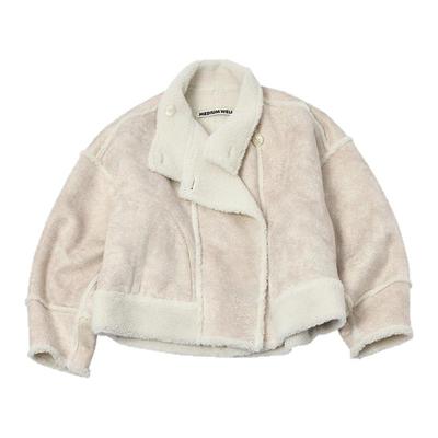 Medium Well 2025秋季新款皮毛一体廓形短外套女时尚立领短款开衫