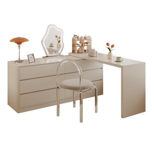 法式转角梳妆台书桌一体家用拐角电脑桌奶油风轻奢卧室双人写字台