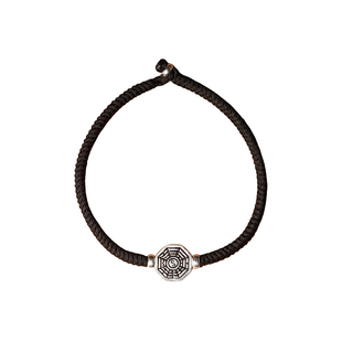 原创设计湘西朱砂手工编织红绳道家太极八卦纯银本命年男女手链