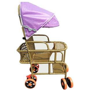 夏季婴儿仿藤椅推车轻便宝宝编藤手推车幼儿童竹藤车小孩藤编伞车