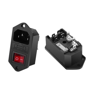 红开AC电源插座3合1品字插座10A 250V带红色灯开关指示灯带保险丝