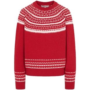【含绵羊毛】 BEANPOLE滨波 女士费尔岛风新年红色北欧风时尚毛衣