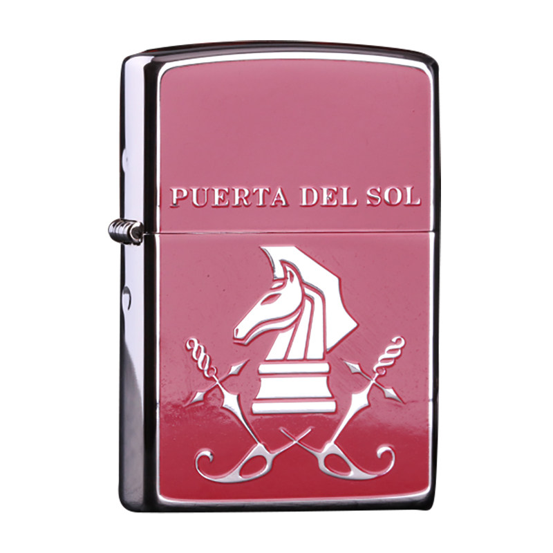zippo防风打火机日本正品海外进口马德里太阳门黑冰红色创意送礼