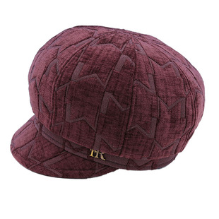 新款帽子秋冬季加厚八角帽保暖新款灯芯绒鸭舌帽贝雷帽短檐时装帽