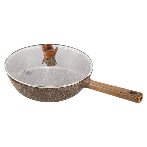 Fas花岗岩麦饭石色不粘锅炒锅家用电磁炉不沾炒菜锅煤气燃气灶用