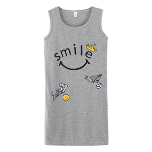 特价无袖背心睡裙夏天初中高中学生矮个子裙女款纯棉休闲睡衣少女