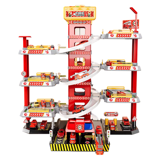 山姆停车场大楼消防车玩具合金警车小汽车工程轨道儿童益智男孩