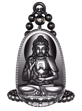 黑曜石吊坠马年大势至本命佛牌