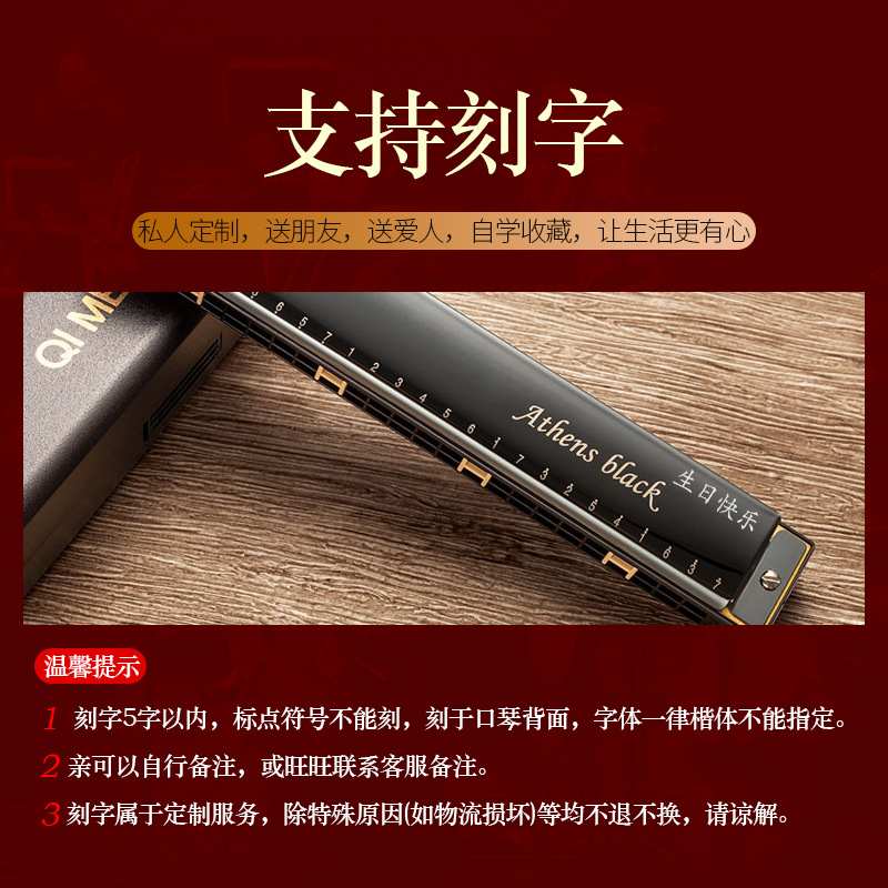 Q8奇美口琴24孔初学者入门级儿童学生课堂教学自学用c口琴复音调