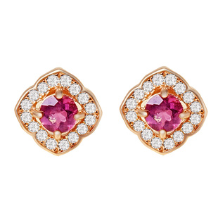 宫里上新碧玺耳钉女纯银玫粉色水晶宝石耳饰高级感送妈妈生日礼物