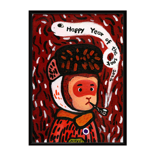 AOCA陈建周版画桌面摆件小画艺术摆台2025新年礼物礼品画悟空梵高