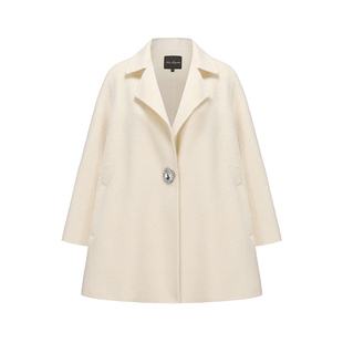 NanaJacqueline廓形钻扣双面呢大衣女羊毛兔毛桑蚕丝宽松毛呢外套