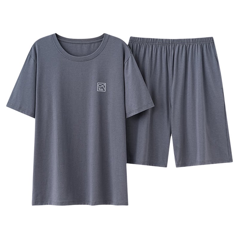 薄睡衣男士夏季休闲短袖全棉套装