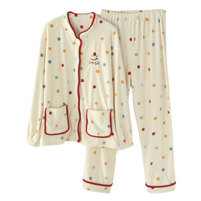 【瑕疵处理不影响穿着介意慎拍】秋冬海岛绒月子服加绒孕产妇睡衣