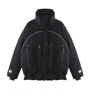 闭店NO退换超厚TIFFAFit冬黑色立领加厚保暖防风廓形短棉服