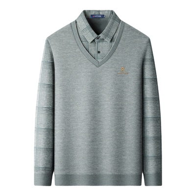 梦特娇男士假两件针织衫