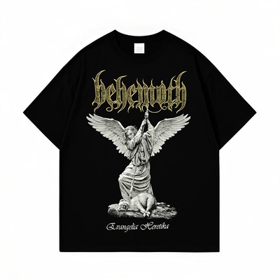 Behemoth乐队周边欧美黑金属摇滚印花男女款纯棉短袖T恤上衣夏