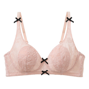 六只兔子蕾丝内衣女大胸显小薄款兔耳杯胸罩收副乳防下垂性感文胸