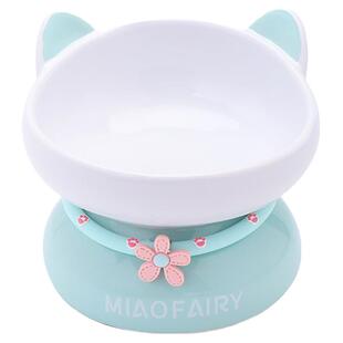 【价保】喵仙儿猫碗陶瓷斜口大口径保护颈椎防打翻猫狗食盆号高脚