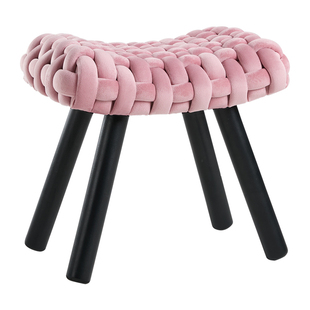 化妆凳北欧实木梳妆凳卧室马鞍凳子布艺软包绒布凳女生椅子无靠背