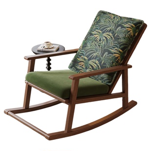 蓝色理想实木摇摇椅单人沙发椅家用客厅阳台休闲椅懒人摇摇椅子