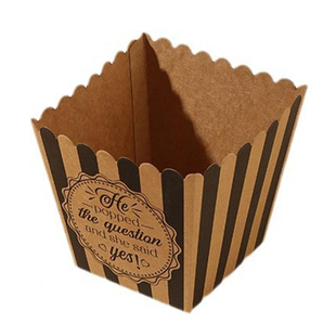 一次性爆米花杯子可折叠食物盒食品级打包盒小号烘焙方形牛皮纸盒
