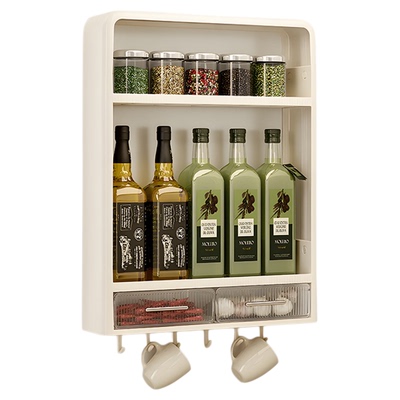 厨房壁挂多功能调料品盒置物架墙上免打孔挂壁式调味料瓶罐收纳柜