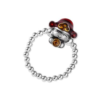 足银立体财神戒指女百搭民族风