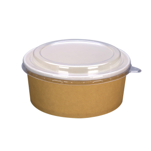 一次性双色牛皮纸碗餐盒沙拉碗外卖打包盒圆形卤肉烤肉饭盒食品级