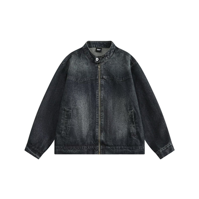 三件装/单件春秋季日系复古水洗牛仔夹克男女宽松休闲工装外套 潮