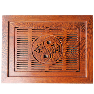 鸡翅木花梨木乌金石岩板茶具配件大全嵌入式茶桌茶盘托漏水板定制