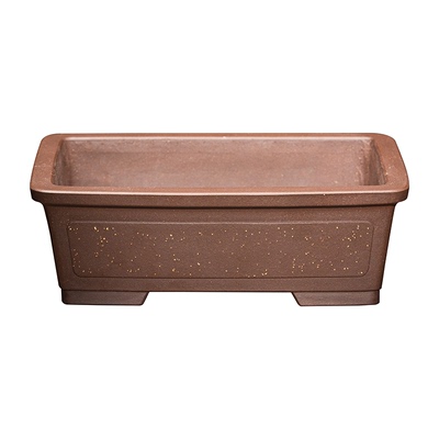 把玩精品收藏级全手工制作名家朱民伟小号长方马槽紫砂盆景盆