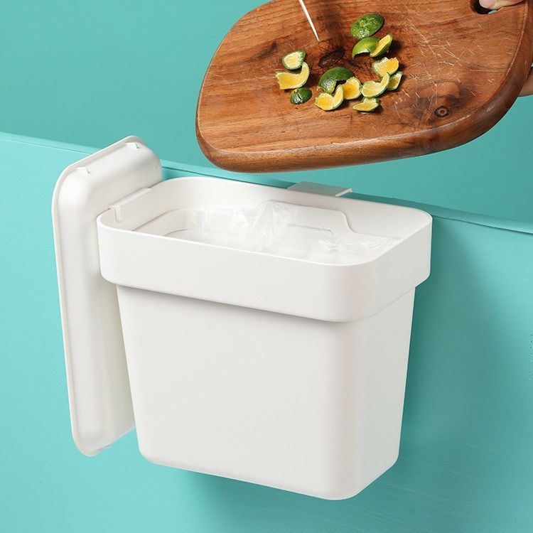 厨房垃圾桶挂式橱柜门壁挂式收纳余卫生间盖带纸厨厕所悬挂