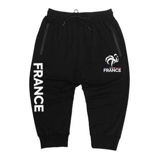 法国队高卢雄鸡公鸡欧洲杯足球迷队服运动七分裤子男女短裤休闲裤