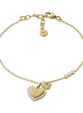 阿玛尼女士复古金色密镶心形手链