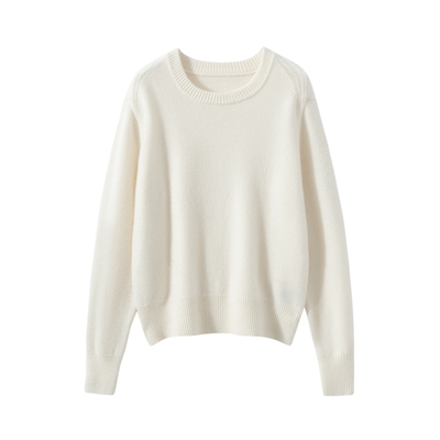 秋冬新款100%纯山羊绒衫女圆领纯色毛衣保暖宽松羊绒针织套头衫